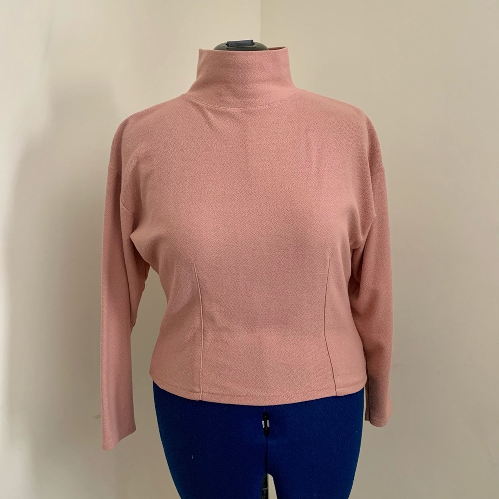 Vintage Cropped Express Tricot Mock Turtleneck Top